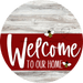 Welcome To Our Home Sign Bee Dark Red Stripe White Wash Decoe-3014-Dh 18 Wood Round