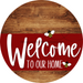 Welcome To Our Home Sign Bee Dark Red Stripe Wood Grain Decoe-3007-Dh 18 Round