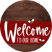 Welcome To Our Home Sign Bee Dark Red Stripe Wood Grain Decoe-3008-Dh 18 Round