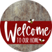 Welcome To Our Home Sign Bee Dark Red Stripe Wood Grain Decoe-3010-Dh 18 Round