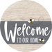 Welcome To Our Home Sign Bee Gray Stripe White Wash Decoe-2973-Dh 18 Wood Round