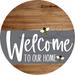 Welcome To Our Home Sign Bee Gray Stripe Wood Grain Decoe-2966-Dh 18 Round