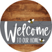 Welcome To Our Home Sign Bee Gray Stripe Wood Grain Decoe-2967-Dh 18 Round