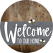 Welcome To Our Home Sign Bee Gray Stripe Wood Grain Decoe-2969-Dh 18 Round