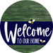 Welcome To Our Home Sign Bee Navy Stripe Green Stain Decoe-2955-Dh 18 Wood Round