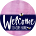 Welcome To Our Home Sign Bee Navy Stripe Pink Stain Decoe-2952-Dh 18 Wood Round