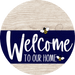 Welcome To Our Home Sign Bee Navy Stripe White Wash Decoe-2953-Dh 18 Wood Round