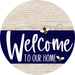 Welcome To Our Home Sign Bee Navy Stripe White Wash Decoe-2953-Dh 18 Wood Round