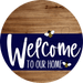 Welcome To Our Home Sign Bee Navy Stripe Wood Grain Decoe-2946-Dh 18 Round