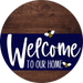 Welcome To Our Home Sign Bee Navy Stripe Wood Grain Decoe-2948-Dh 18 Round