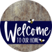 Welcome To Our Home Sign Bee Navy Stripe Wood Grain Decoe-2950-Dh 18 Round