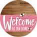 Welcome To Our Home Sign Bee Pink Stripe Wood Grain Decoe-3026-Dh 18 Round