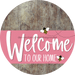 Welcome To Our Home Sign Bee Pink Stripe Wood Grain Decoe-3030-Dh 18 Round