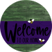 Welcome To Our Home Sign Bee Purple Stripe Green Stain Decoe-3045-Dh 18 Wood Round