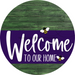 Welcome To Our Home Sign Bee Purple Stripe Green Stain Decoe-3055-Dh 18 Wood Round