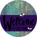 Welcome To Our Home Sign Bee Purple Stripe Petina Look Decoe-3041-Dh 18 Wood Round