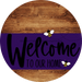 Welcome To Our Home Sign Bee Purple Stripe Wood Grain Decoe-3037-Dh 18 Round