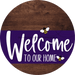 Welcome To Our Home Sign Bee Purple Stripe Wood Grain Decoe-3048-Dh 18 Round