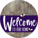 Welcome To Our Home Sign Bee Purple Stripe Wood Grain Decoe-3050-Dh 18 Round