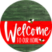 Welcome To Our Home Sign Bee Red Stripe Green Stain Decoe-2995-Dh 18 Wood Round
