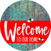 Welcome To Our Home Sign Bee Red Stripe Petina Look Decoe-2991-Dh 18 Wood Round