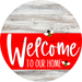 Welcome To Our Home Sign Bee Red Stripe White Wash Decoe-2994-Dh 18 Wood Round