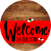 Welcome To Our Home Sign Bee Red Stripe Wood Grain Decoe-2977-Dh 18 Round