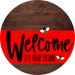 Welcome To Our Home Sign Bee Red Stripe Wood Grain Decoe-2978-Dh 18 Round