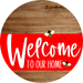 Welcome To Our Home Sign Bee Red Stripe Wood Grain Decoe-2986-Dh 18 Round