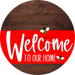 Welcome To Our Home Sign Bee Red Stripe Wood Grain Decoe-2988-Dh 18 Round