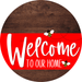 Welcome To Our Home Sign Bee Red Stripe Wood Grain Decoe-2988-Dh 18 Round