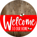 Welcome To Our Home Sign Bee Red Stripe Wood Grain Decoe-2989-Dh 18 Round