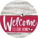Welcome To Our Home Sign Bee Viva Magenta Stripe White Wash Decoe-3074-Dh 18 Wood Round