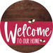 Welcome To Our Home Sign Bee Viva Magenta Stripe Wood Grain Decoe-3068-Dh 18 Round
