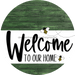 Welcome To Our Home Sign Bee White Stripe Green Stain Decoe-2945-Dh 18 Wood Round