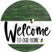 Welcome To Our Home Sign Bee White Stripe Green Stain Decoe-2945-Dh 18 Wood Round
