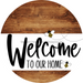 Welcome To Our Home Sign Bee White Stripe Wood Grain Decoe-2937-Dh 18 Round