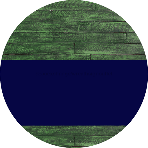 Welcome To Our Home Sign Blank Navy Stripe Green Stain Decoe-2933-Dh 18 Wood Round