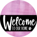 Welcome To Our Home Sign Dog Black Stripe Pink Stain Decoe-3845-Dh 18 Wood Round