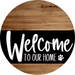 Welcome To Our Home Sign Dog Black Stripe Wood Grain Decoe-3839-Dh 18 Round