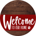 Welcome To Our Home Sign Dog Dark Red Stripe Wood Grain Decoe-3769-Dh 18 Round