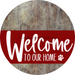 Welcome To Our Home Sign Dog Dark Red Stripe Wood Grain Decoe-3771-Dh 18 Round
