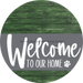 Welcome To Our Home Sign Dog Gray Stripe Green Stain Decoe-3736-Dh 18 Wood Round