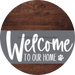 Welcome To Our Home Sign Dog Gray Stripe Wood Grain Decoe-3729-Dh 18 Round