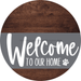 Welcome To Our Home Sign Dog Gray Stripe Wood Grain Decoe-3729-Dh 18 Round