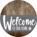 Welcome To Our Home Sign Dog Gray Stripe Wood Grain Decoe-3730-Dh 18 Round