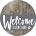 Welcome To Our Home Sign Dog Gray Stripe Wood Grain Decoe-3731-Dh 18 Round