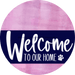 Welcome To Our Home Sign Dog Navy Stripe Pink Stain Decoe-3713-Dh 18 Wood Round