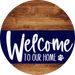 Welcome To Our Home Sign Dog Navy Stripe Wood Grain Decoe-3708-Dh 18 Round