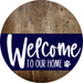 Welcome To Our Home Sign Dog Navy Stripe Wood Grain Decoe-3710-Dh 18 Round